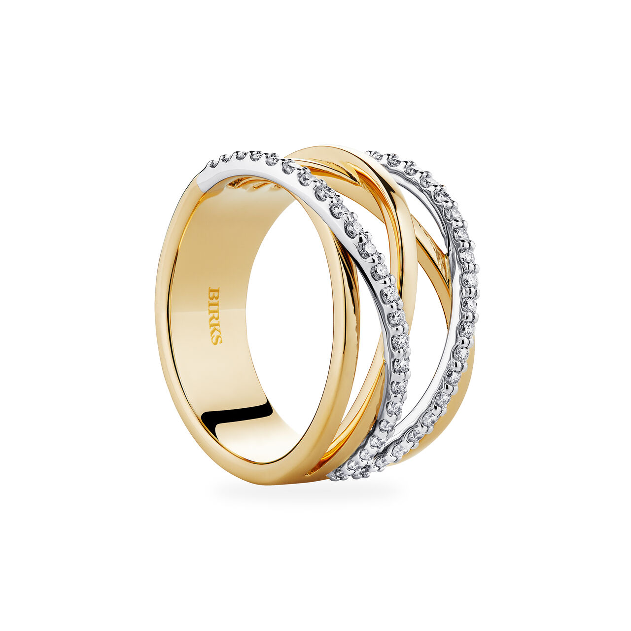 Birks Ros&eacute;e du Matin Diamond and Yellow Gold Ring Angle image number 2